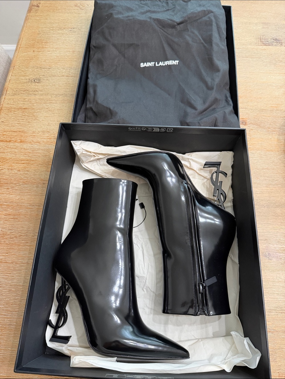YSL Black Opyum Patent Boots 37.5